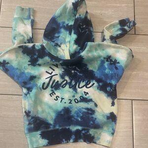 Justice Green and Blue Tie-Dye Hoodie